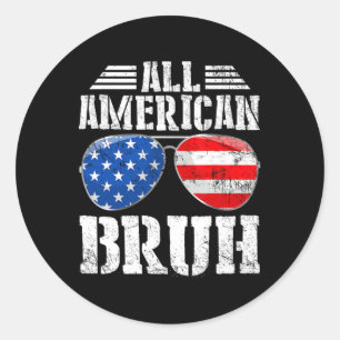 Alle Amerikaanse Bruh Happy 4th van juli Jongens P Ronde Sticker