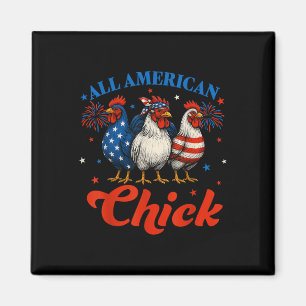 Alle Amerikaanse Chick USA Chicken Retro 4th of Ju Magneet