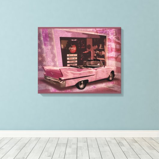 Alle Amerikaanse Collage van 50 jaar Canvas Afdruk (Insitu (Houten vloer))