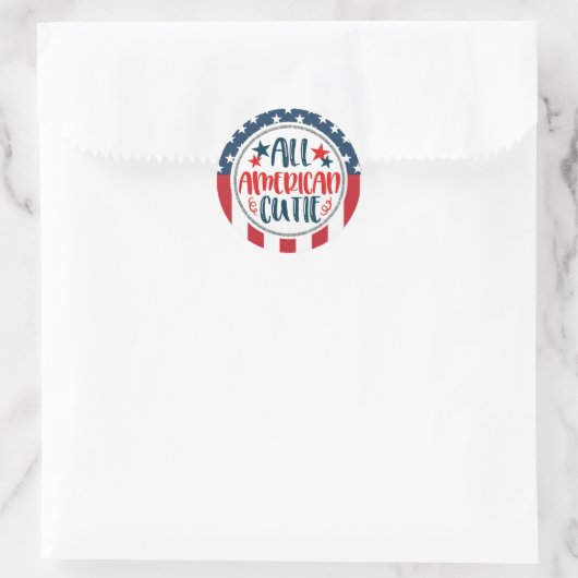 Alle Amerikaanse Cutie Stars en Stripes Ronde Sticker (Tas)