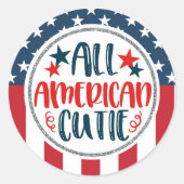 Alle Amerikaanse Cutie Stars en Stripes Ronde Sticker (Voorkant)