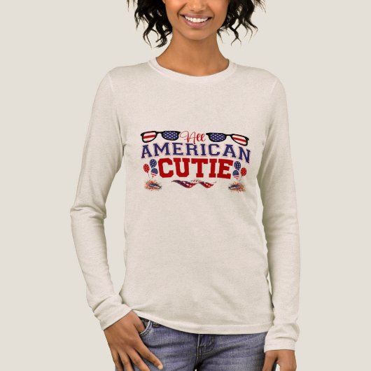 Alle Amerikaanse Cutie Sterren en Stripe Rood Wit  Tri-Blend Shirt (Voorkant)