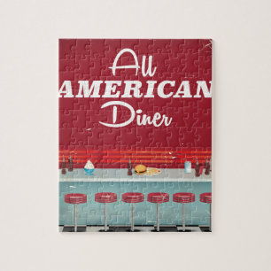 Alle Amerikaanse Diner Retro-Poster Legpuzzel
