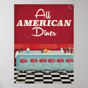 Alle Amerikaanse Diner Retro-Poster Poster
