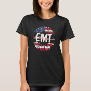 Alle Amerikaanse emt Life American Flag Sunflower T-shirt