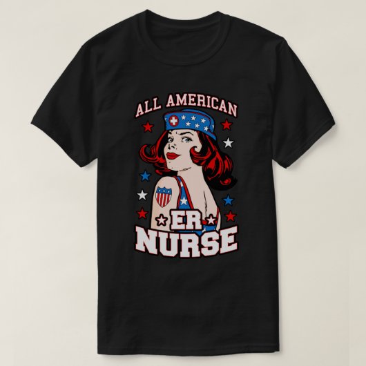 Alle Amerikaanse ER Verpleegster 4 juli Patriottis T-shirt (Design voorkant)