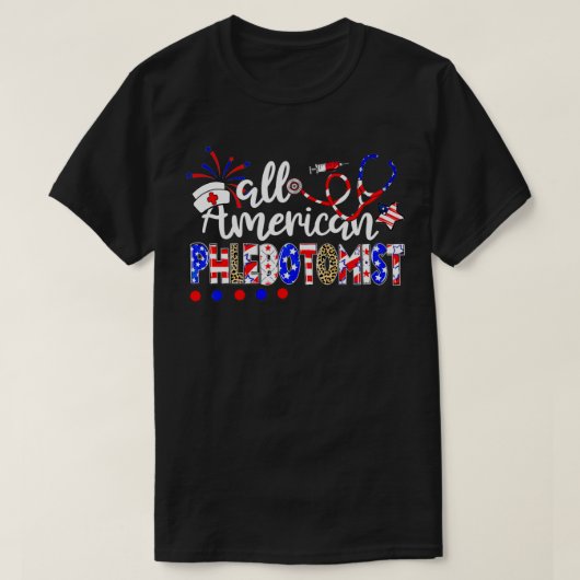 Alle Amerikaanse flebotomist Fireworks Leopard 4th T-shirt (Design voorkant)
