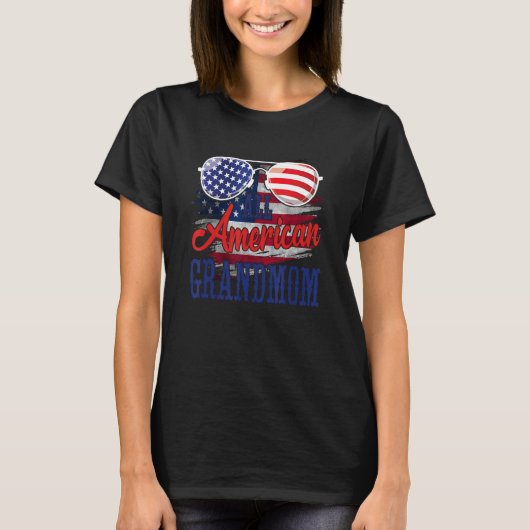 Alle Amerikaanse grootmoeder zonnebril US vlag 4th T-shirt (Voorkant)