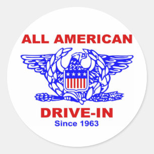 Alle Amerikaanse HAMBURGER-drive in Massapequa Ronde Sticker