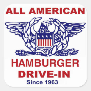 Alle Amerikaanse HAMBURGER-drive in Massapequa Vierkante Sticker