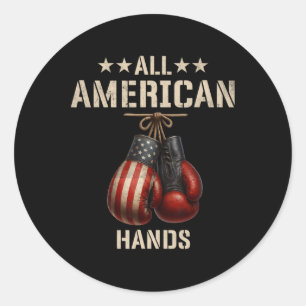 Alle Amerikaanse Handen Boksen Patriottische Ameri Ronde Sticker