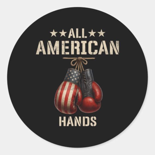 Alle Amerikaanse Handen Boksen Patriottische Ameri Ronde Sticker (Voorkant)