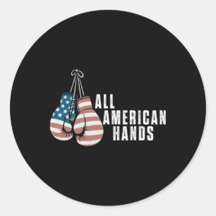 Alle Amerikaanse Handen Bokshandschoenen USA Vlag Ronde Sticker