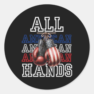 Alle Amerikaanse Handen USA Vlag Bokshandschoenen Ronde Sticker