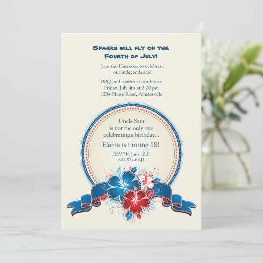 Alle Amerikaanse Hibiscus uitnodiging (Staand voorkant)