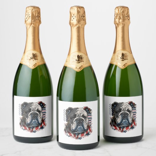 ALLE AMERIKAANSE HONDENliefhebbers engels bulldog Sparkling Wijnetiket (Flessen)