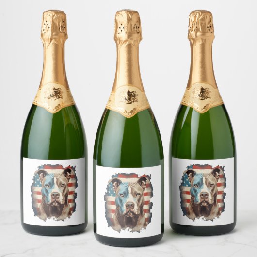 ALLE AMERIKAANSE HONDENliefhebbers pitbull 1 Sparkling Wijnetiket (Flessen)