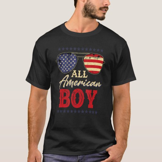 Alle Amerikaanse jongen 4 juli ons Kinder zon T-shirt (Voorkant)