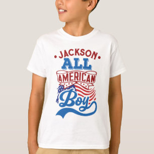 Alle amerikaanse jongen op 4 juli patriottische fa t-shirt