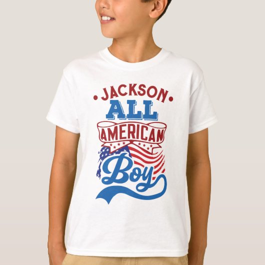 Alle amerikaanse jongen op 4 juli patriottische fa t-shirt (Voorkant)