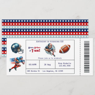 Alle Amerikaanse Jongen Voetbal Ticket Verjaardags Kaart