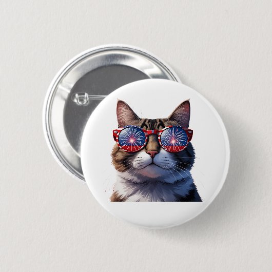 Alle Amerikaanse Kat - Patriotic Cat Button (Voorkant /achterkant)