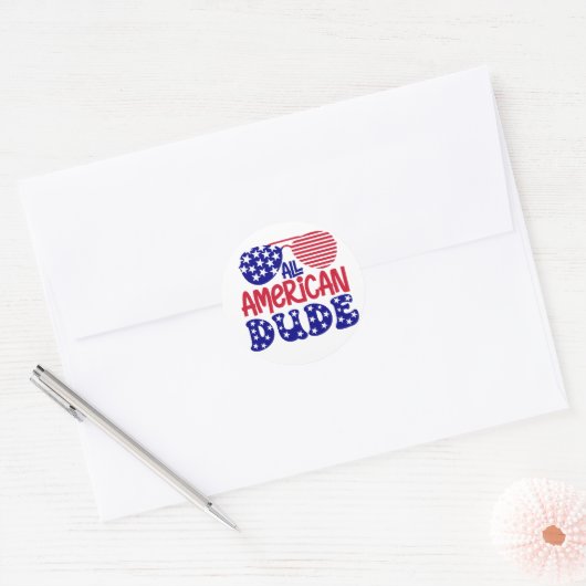Alle Amerikaanse kerel Ronde Sticker (Envelop)