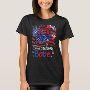 Alle Amerikaanse Kind Auto Babe Amerikaanse Vlag 4 T-shirt