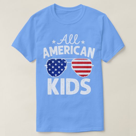 Alle Amerikaanse Kinder zonnebrillen op 4 juli T-shirt (Design voorkant)