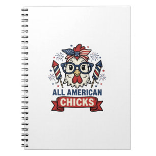 Alle Amerikaanse Kuikens Patriottische Kip Vector Notitieboek