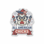 Alle Amerikaanse Kuikens Patriottische Kip Vector  Sticker (Voorkant)