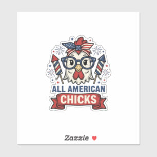 Alle Amerikaanse Kuikens Patriottische Kip Vector  Sticker