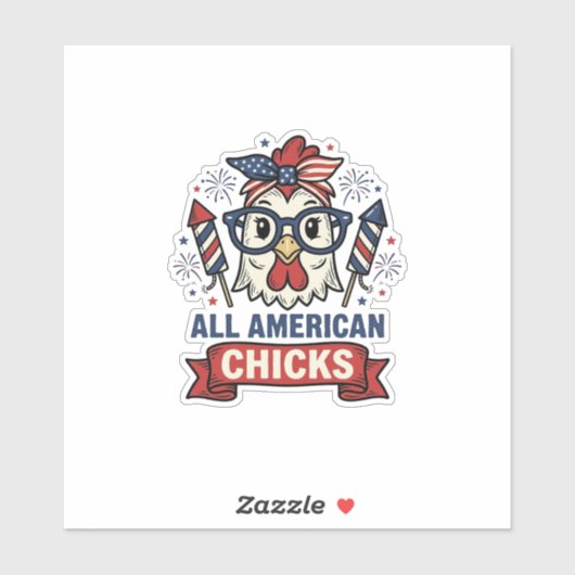 Alle Amerikaanse Kuikens Patriottische Kip Vector  Sticker (Vel)