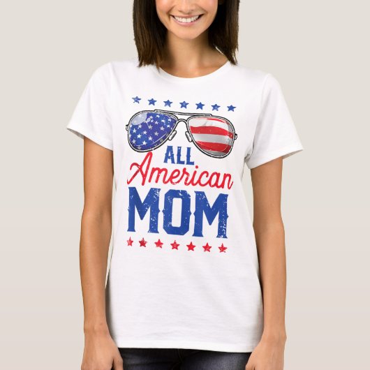 Alle Amerikaanse mam op 4 juli Moederdag vrouwen S T-shirt (Voorkant)