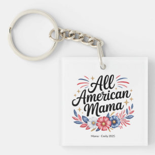 Alle Amerikaanse Mama Acryl Sleutelhanger 4th of J