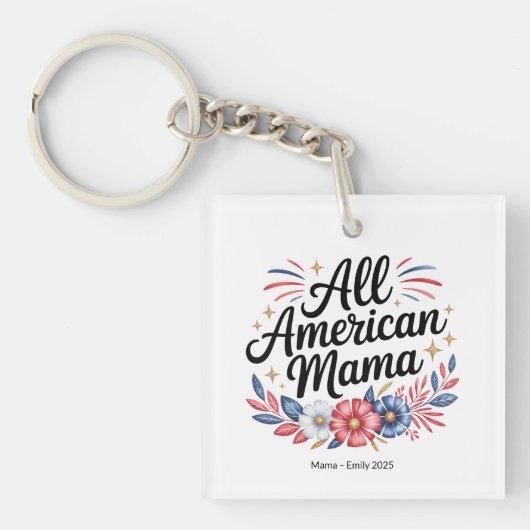 Alle Amerikaanse Mama Acryl Sleutelhanger 4th of J (voorkant)