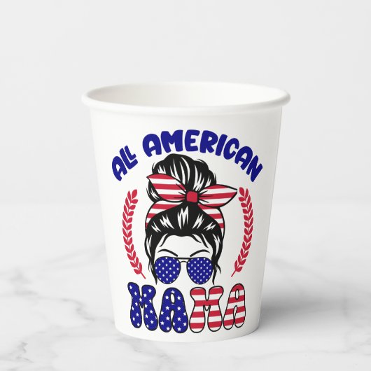 Alle Amerikaanse mama Papieren Bekers (Achterkant)