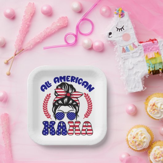 Alle Amerikaanse mama Papieren Bordje (Feest)