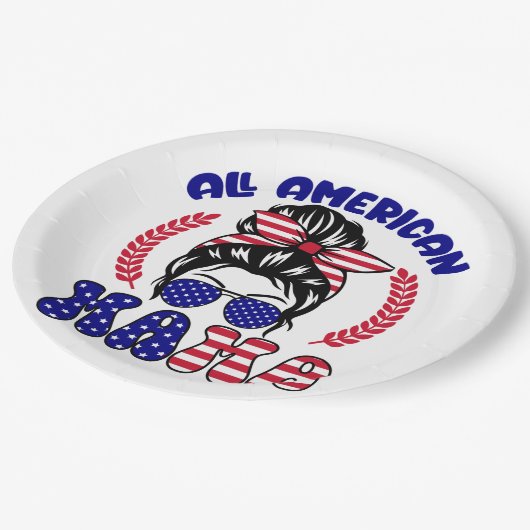 Alle Amerikaanse mama Papieren Bordje (Gekanteld)