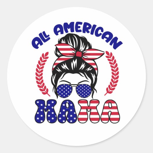 Alle Amerikaanse mama Ronde Sticker (Voorkant)