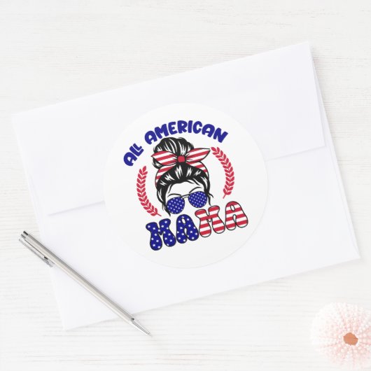 Alle Amerikaanse mama Ronde Sticker (Envelop)