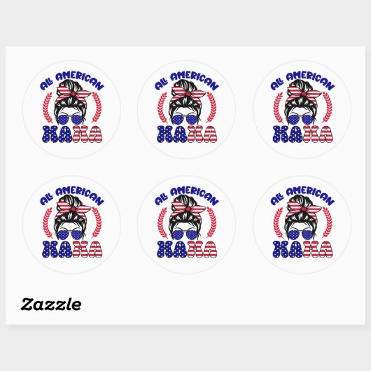 Alle Amerikaanse mama Ronde Sticker (Vel)
