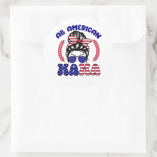 Alle Amerikaanse mama Ronde Sticker (Tas)