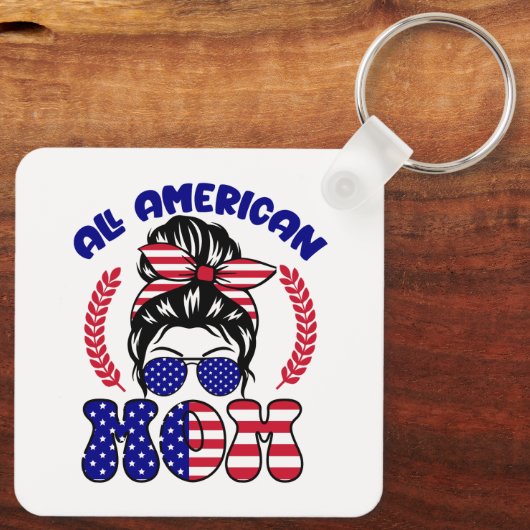 Alle Amerikaanse mama Sleutelhanger (Achterkant)
