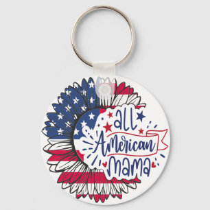 Alle Amerikaanse mama USA Flag Red White Blue Patr Sleutelhanger