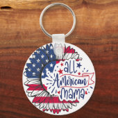 Alle Amerikaanse mama USA Flag Red White Blue Patr Sleutelhanger (Voorkant)