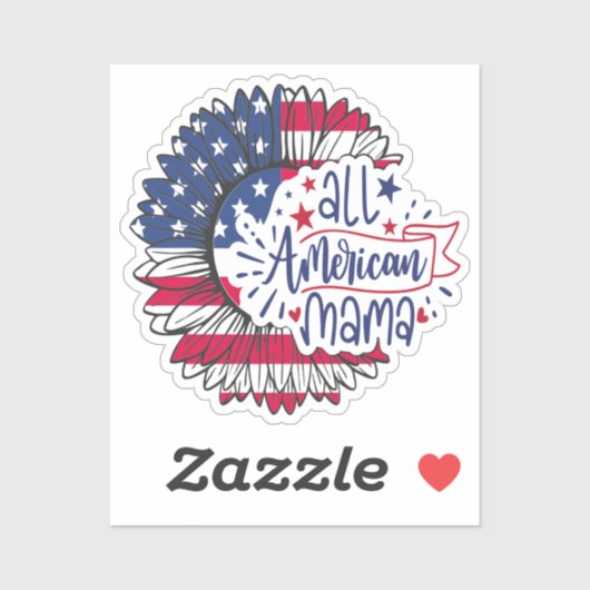 Alle Amerikaanse mama USA Flag Red White Blue Patr Sticker (Vel)
