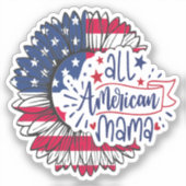 Alle Amerikaanse mama USA Flag Red White Blue Patr Sticker (Voorkant)