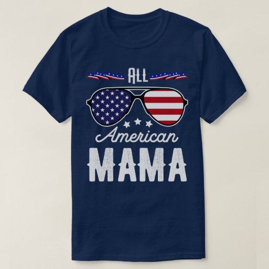 Alle Amerikaanse mama van 4 juli Zonnebrillen T-shirt (Design voorkant)