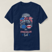 Alle Amerikaanse meisjes op 4 juli Messy Bun T-shirt (Design voorkant)